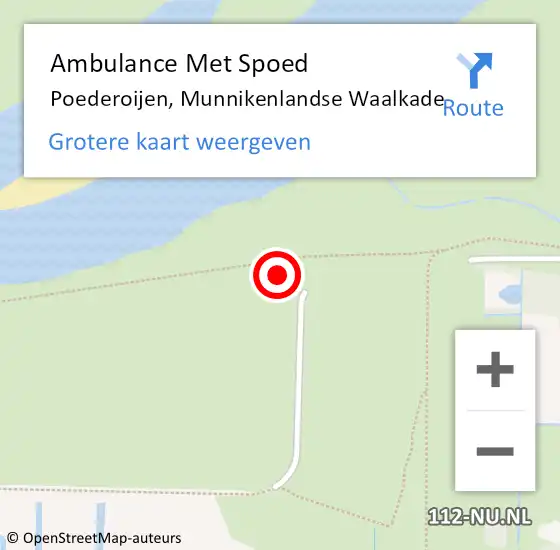 Locatie op kaart van de 112 melding: Ambulance Met Spoed Naar Poederoijen, Munnikenlandse Waalkade op 3 oktober 2014 14:10