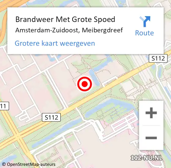 Locatie op kaart van de 112 melding: Brandweer Met Grote Spoed Naar Amsterdam, Meibergdreef op 24 april 2024 10:30