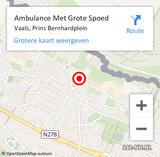 Locatie op kaart van de 112 melding: Ambulance Met Grote Spoed Naar Vaals, Prins Bernhardplein op 3 oktober 2014 14:11