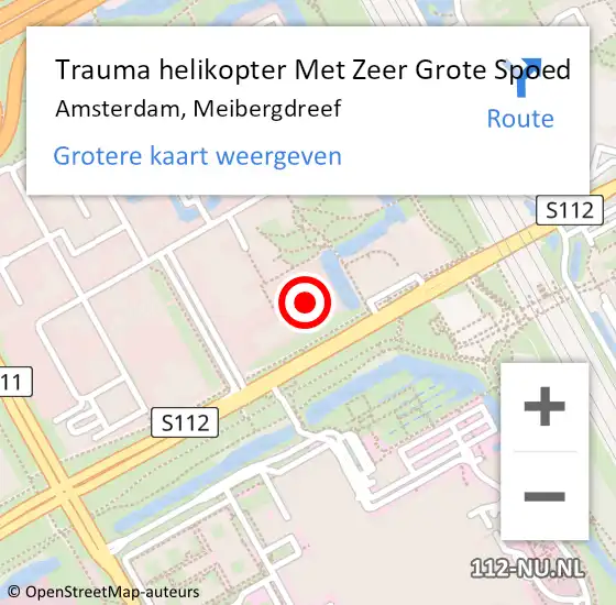 Locatie op kaart van de 112 melding: Trauma helikopter Met Zeer Grote Spoed Naar Amsterdam, Meibergdreef op 24 april 2024 10:31