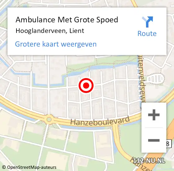 Locatie op kaart van de 112 melding: Ambulance Met Grote Spoed Naar Hooglanderveen, Lient op 3 oktober 2014 14:13