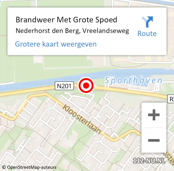 Locatie op kaart van de 112 melding: Brandweer Met Grote Spoed Naar Nederhorst den Berg, Vreelandseweg op 3 oktober 2014 14:15