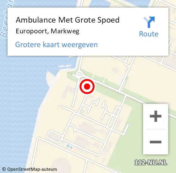 Locatie op kaart van de 112 melding: Ambulance Met Grote Spoed Naar Europoort, Markweg op 24 april 2024 10:51