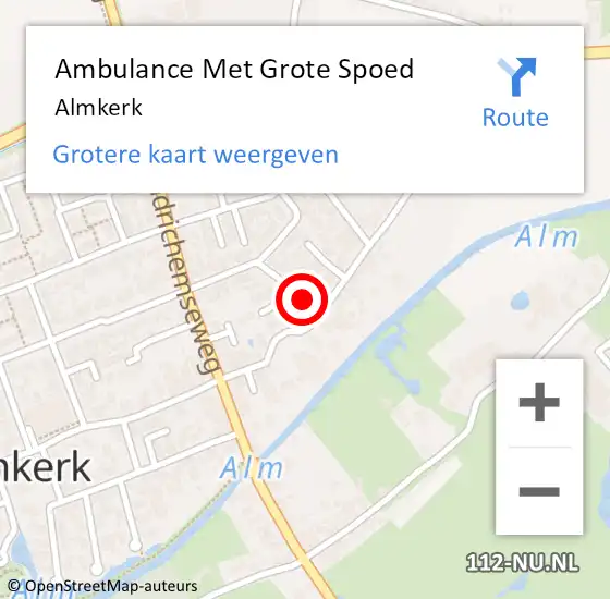 Locatie op kaart van de 112 melding: Ambulance Met Grote Spoed Naar Almkerk op 24 april 2024 11:30