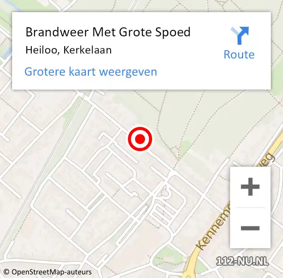 Locatie op kaart van de 112 melding: Brandweer Met Grote Spoed Naar Heiloo, Kerkelaan op 24 april 2024 11:30