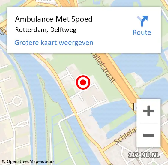 Locatie op kaart van de 112 melding: Ambulance Met Spoed Naar Rotterdam, Delftweg op 24 april 2024 11:50