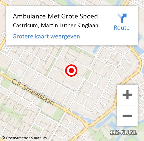 Locatie op kaart van de 112 melding: Ambulance Met Grote Spoed Naar Castricum, Martin Luther Kinglaan op 24 april 2024 12:01