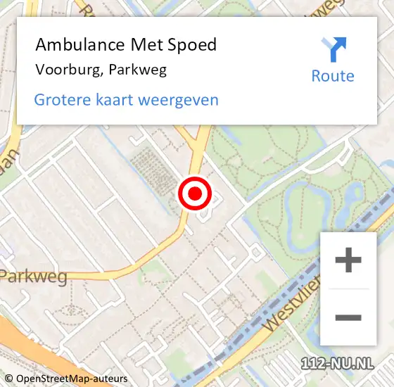Locatie op kaart van de 112 melding: Ambulance Met Spoed Naar Voorburg, Parkweg op 24 april 2024 12:09