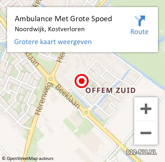 Locatie op kaart van de 112 melding: Ambulance Met Grote Spoed Naar Noordwijk, Kostverloren op 24 april 2024 12:22