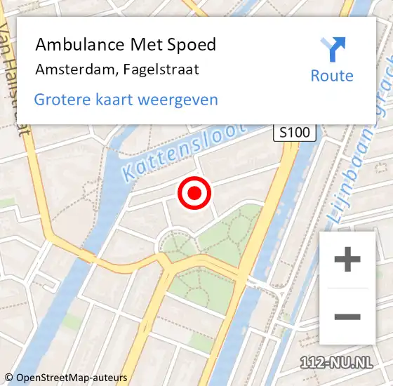 Locatie op kaart van de 112 melding: Ambulance Met Spoed Naar Amsterdam, Fagelstraat op 24 april 2024 12:23