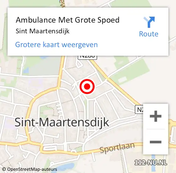Locatie op kaart van de 112 melding: Ambulance Met Grote Spoed Naar Sint Maartensdijk op 24 april 2024 12:26