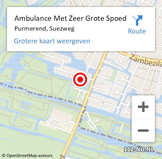 Locatie op kaart van de 112 melding: Ambulance Met Zeer Grote Spoed Naar Purmerend, Suezweg op 24 april 2024 12:35