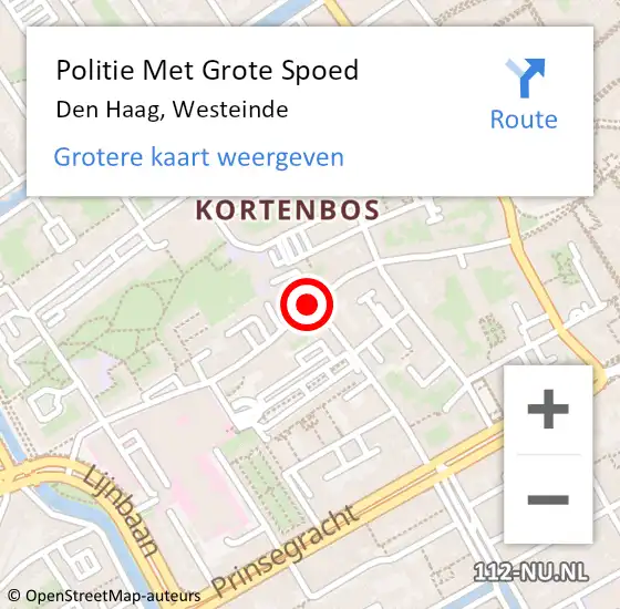 Locatie op kaart van de 112 melding: Politie Met Grote Spoed Naar Den Haag, Westeinde op 24 april 2024 12:44