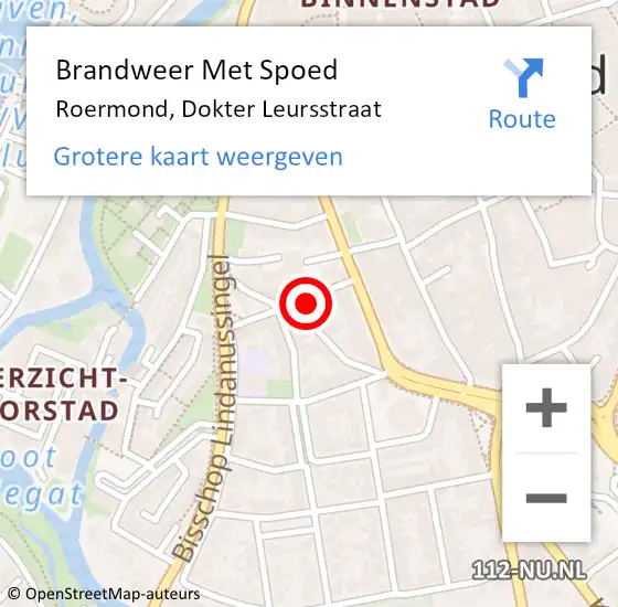 Locatie op kaart van de 112 melding: Brandweer Met Spoed Naar Roermond, Dokter Leursstraat op 24 april 2024 12:44