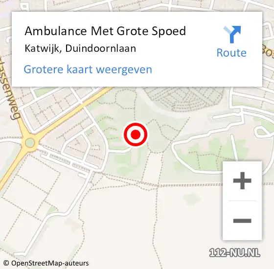 Locatie op kaart van de 112 melding: Ambulance Met Grote Spoed Naar Katwijk, Duindoornlaan op 24 april 2024 12:51