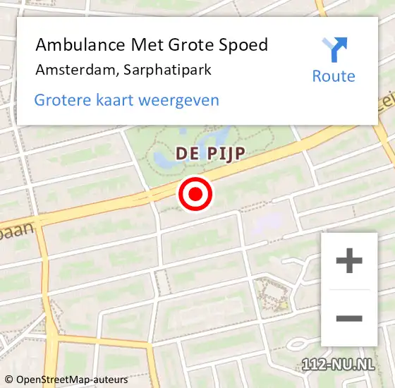 Locatie op kaart van de 112 melding: Ambulance Met Grote Spoed Naar Amsterdam, Sarphatipark op 24 april 2024 12:57