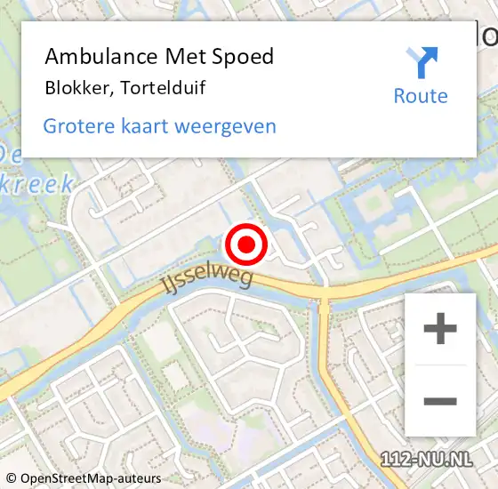 Locatie op kaart van de 112 melding: Ambulance Met Spoed Naar Blokker, Tortelduif op 24 april 2024 12:57