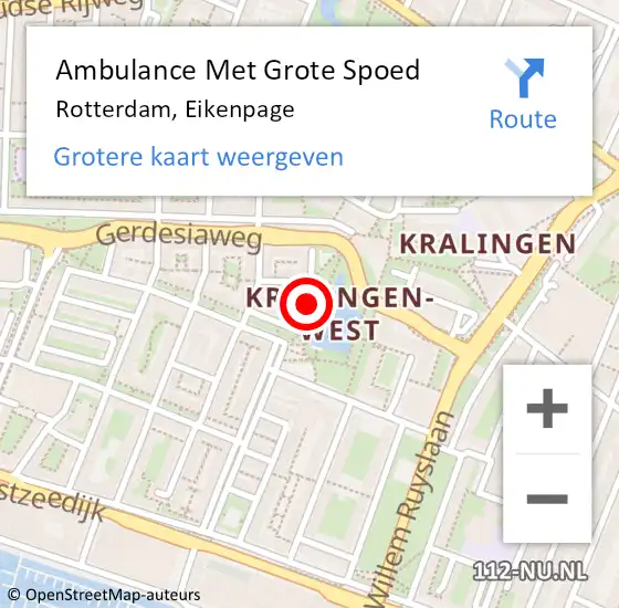 Locatie op kaart van de 112 melding: Ambulance Met Grote Spoed Naar Rotterdam, Eikenpage op 24 april 2024 13:04