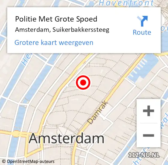 Locatie op kaart van de 112 melding: Politie Met Grote Spoed Naar Amsterdam, Suikerbakkerssteeg op 24 april 2024 13:26