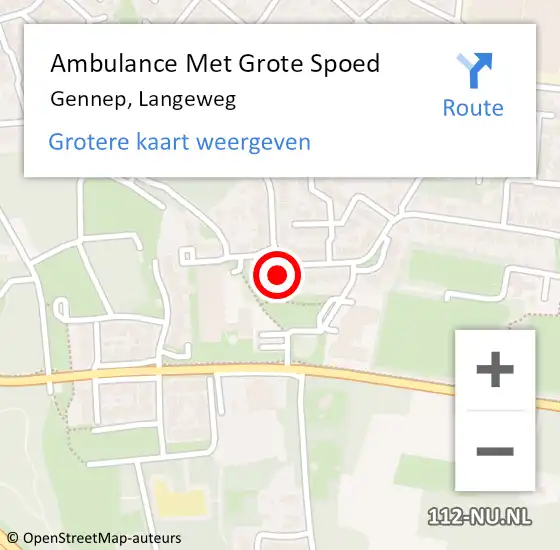 Locatie op kaart van de 112 melding: Ambulance Met Grote Spoed Naar Gennep, Langeweg op 24 april 2024 13:35