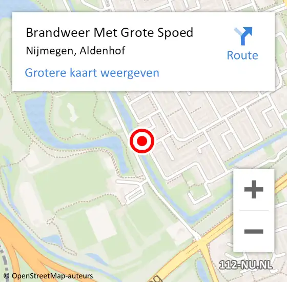 Locatie op kaart van de 112 melding: Brandweer Met Grote Spoed Naar Nijmegen, Aldenhof op 24 april 2024 13:40