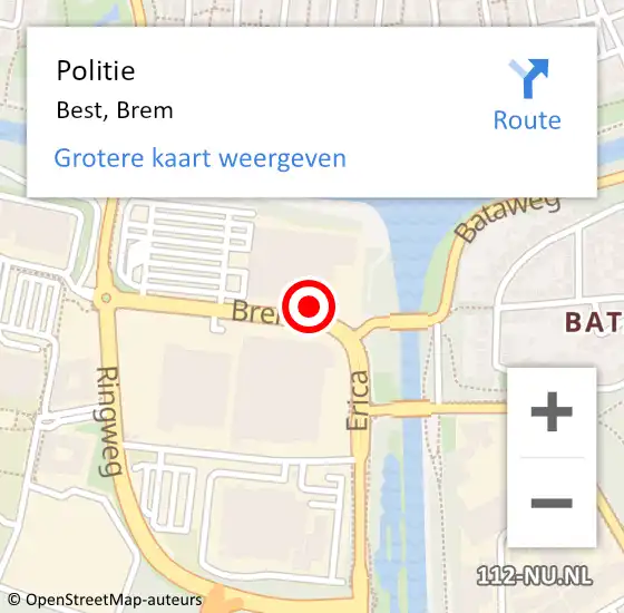 Locatie op kaart van de 112 melding: Politie Best, Brem op 24 april 2024 13:50