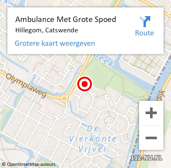 Locatie op kaart van de 112 melding: Ambulance Met Grote Spoed Naar Hillegom, Catswende op 24 april 2024 13:52