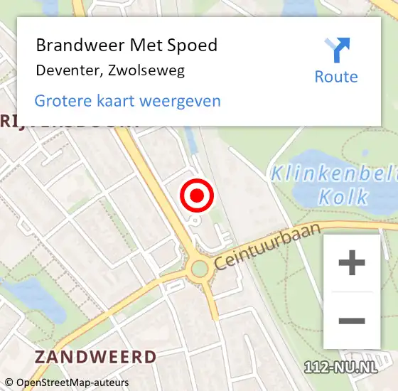 Locatie op kaart van de 112 melding: Brandweer Met Spoed Naar Deventer, Zwolseweg op 24 april 2024 13:55