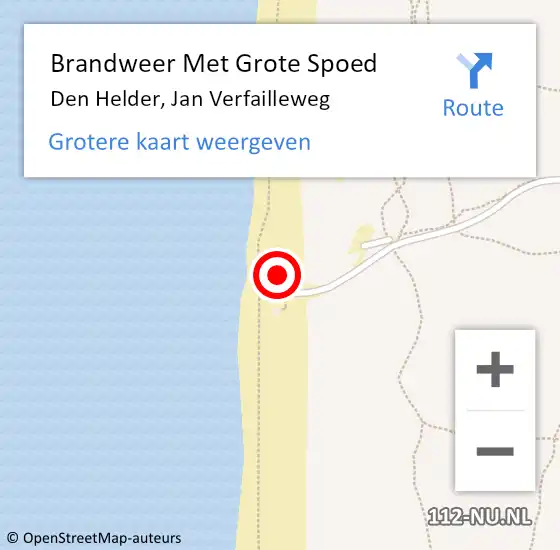 Locatie op kaart van de 112 melding: Brandweer Met Grote Spoed Naar Den Helder, Jan Verfailleweg op 24 april 2024 14:21