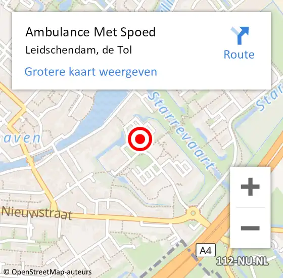 Locatie op kaart van de 112 melding: Ambulance Met Spoed Naar Leidschendam, de Tol op 24 april 2024 14:29