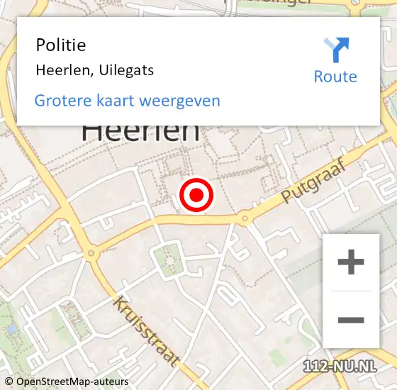 Locatie op kaart van de 112 melding: Politie Heerlen, Uilegats op 24 april 2024 14:42