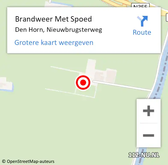 Locatie op kaart van de 112 melding: Brandweer Met Spoed Naar Den Horn, Nieuwbrugsterweg op 3 oktober 2014 14:41