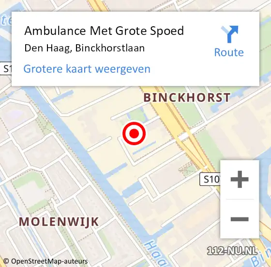 Locatie op kaart van de 112 melding: Ambulance Met Grote Spoed Naar Den Haag, Binckhorstlaan op 24 april 2024 15:00