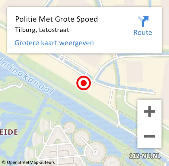 Locatie op kaart van de 112 melding: Politie Met Grote Spoed Naar Tilburg, Letostraat op 24 april 2024 15:04