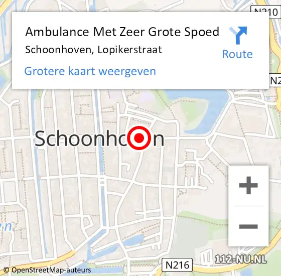 Locatie op kaart van de 112 melding: Ambulance Met Zeer Grote Spoed Naar Schoonhoven, Lopikerstraat op 24 april 2024 15:18