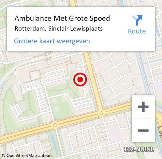 Locatie op kaart van de 112 melding: Ambulance Met Grote Spoed Naar Rotterdam, Sinclair Lewisplaats op 24 april 2024 15:34
