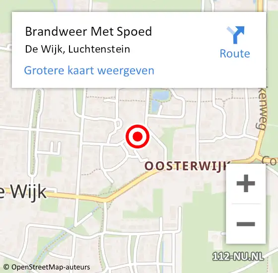 Locatie op kaart van de 112 melding: Brandweer Met Spoed Naar De Wijk, Luchtenstein op 24 april 2024 15:39