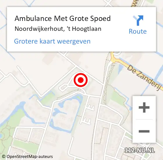 Locatie op kaart van de 112 melding: Ambulance Met Grote Spoed Naar Noordwijkerhout, 't Hoogtlaan op 24 april 2024 15:41