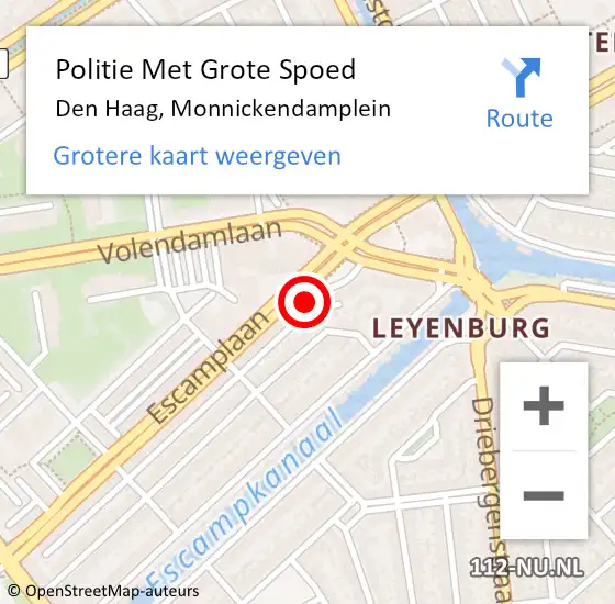 Locatie op kaart van de 112 melding: Politie Met Grote Spoed Naar Den Haag, Monnickendamplein op 24 april 2024 16:00