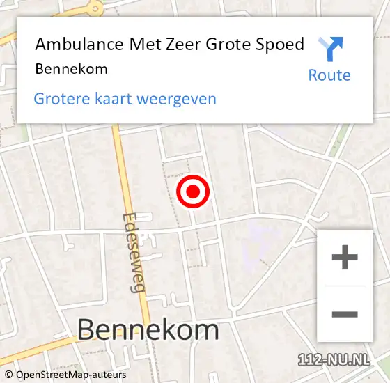 Locatie op kaart van de 112 melding: Ambulance Met Zeer Grote Spoed Naar Bennekom op 24 april 2024 16:02