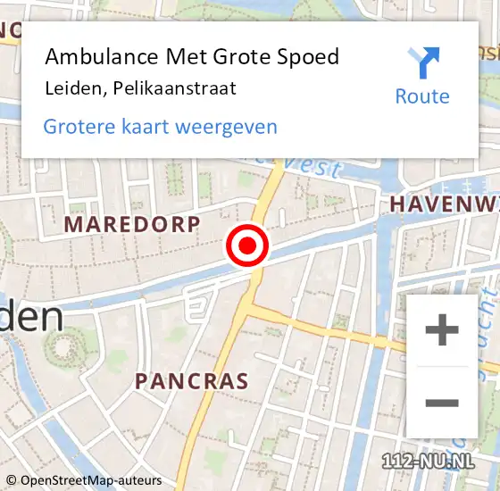 Locatie op kaart van de 112 melding: Ambulance Met Grote Spoed Naar Leiden, Pelikaanstraat op 24 april 2024 16:29