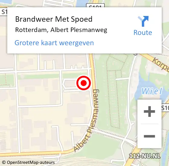 Locatie op kaart van de 112 melding: Brandweer Met Spoed Naar Rotterdam, Albert Plesmanweg op 24 april 2024 16:38