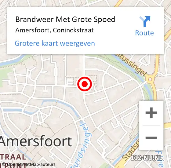 Locatie op kaart van de 112 melding: Brandweer Met Grote Spoed Naar Amersfoort, Coninckstraat op 24 april 2024 16:41