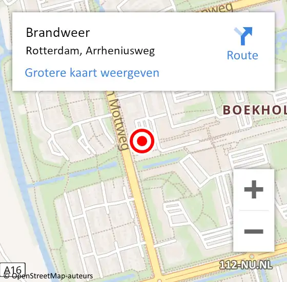 Locatie op kaart van de 112 melding: Brandweer Rotterdam, Arrheniusweg op 24 april 2024 16:55