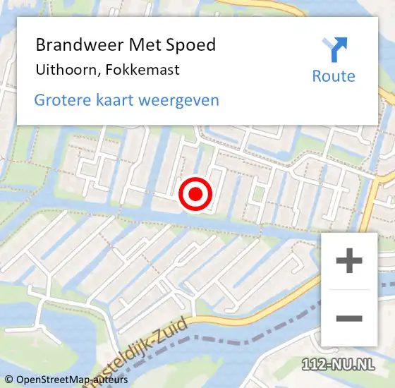 Locatie op kaart van de 112 melding: Brandweer Met Spoed Naar Uithoorn, Fokkemast op 24 april 2024 17:07