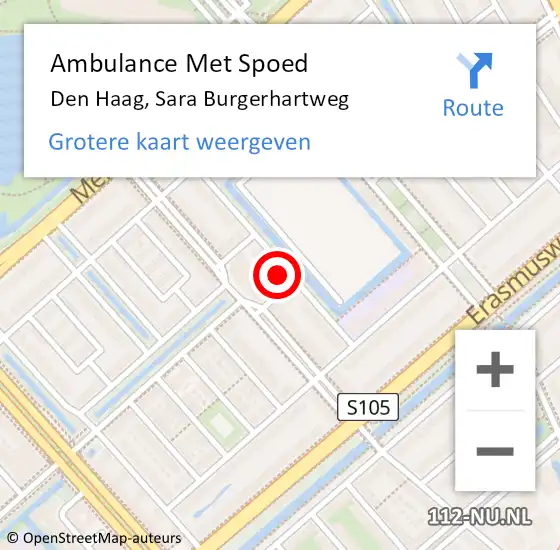 Locatie op kaart van de 112 melding: Ambulance Met Spoed Naar Den Haag, Sara Burgerhartweg op 24 april 2024 17:11