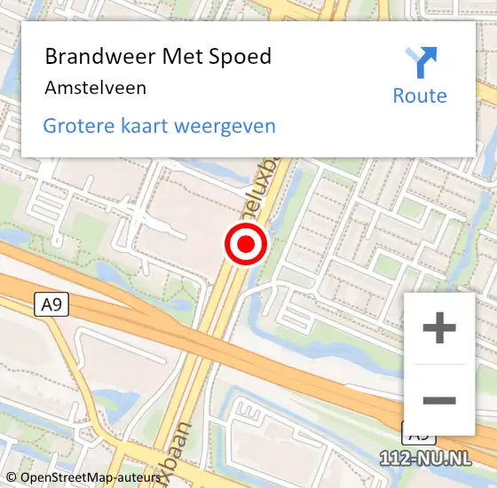 Locatie op kaart van de 112 melding: Brandweer Met Spoed Naar Amstelveen op 24 april 2024 17:16