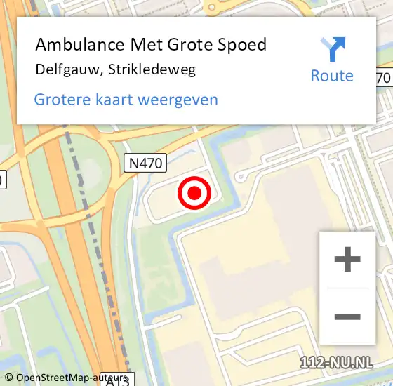 Locatie op kaart van de 112 melding: Ambulance Met Grote Spoed Naar Delfgauw, Strikledeweg op 24 april 2024 18:01