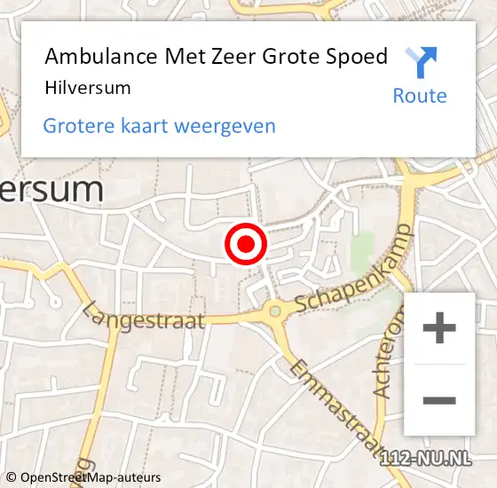 Locatie op kaart van de 112 melding: Ambulance Met Zeer Grote Spoed Naar Hilversum op 24 april 2024 18:01