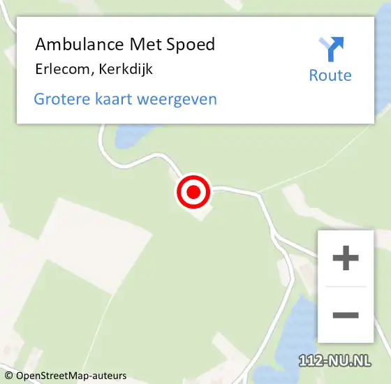 Locatie op kaart van de 112 melding: Ambulance Met Spoed Naar Erlecom, Kerkdijk op 3 oktober 2014 15:01